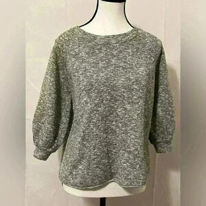 Madewell Grey Crew Neck 3/4 Sleeve Sweater w/ Statement Sleeves Women's Size XXS